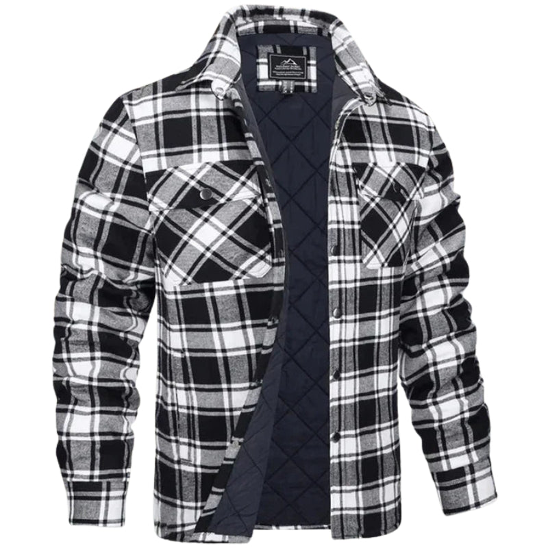 Ethan – Checked Shirt Jacket with Button Closure, Collar and Functional Pockets