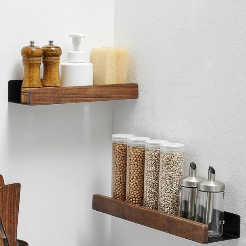 OakNest – Solid Wood Bathroom Organizer Shelves with No-Drill Installation