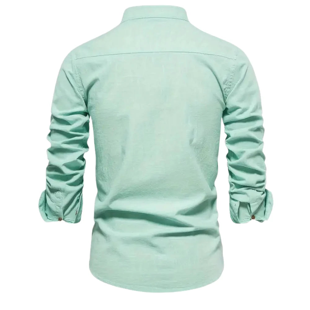 Elias – Casual Long Sleeve Cotton Shirt with Button-Down Front