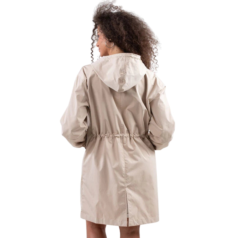 Aria – Hooded Long Jacket with Button Closure and Functional Pockets