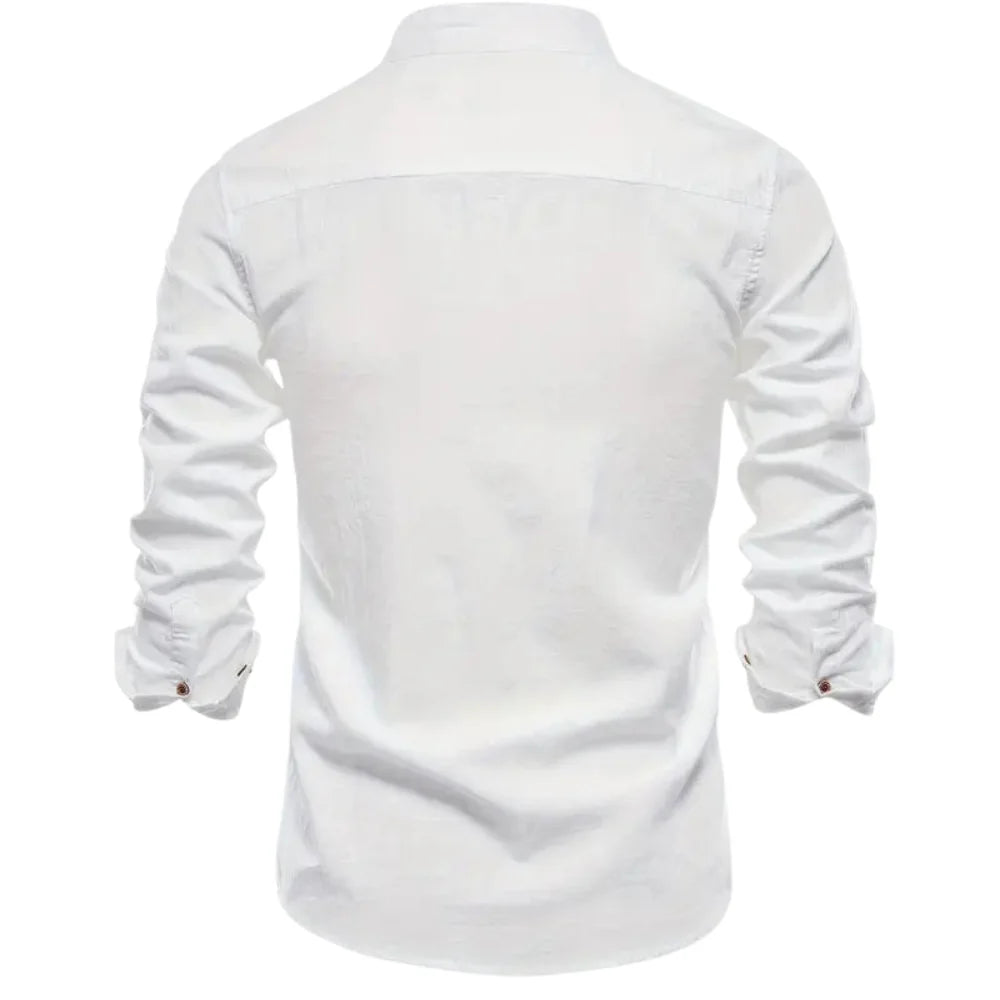 Elias – Casual Long Sleeve Cotton Shirt with Button-Down Front