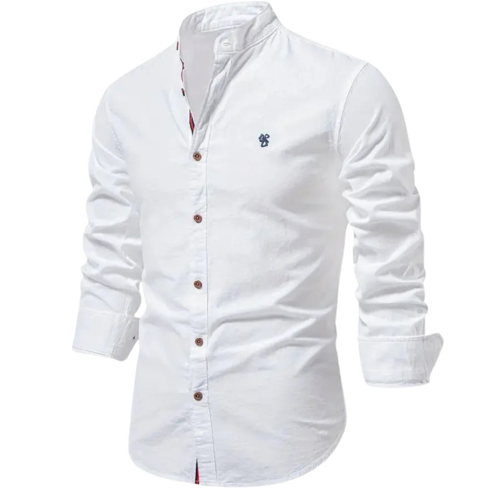 Elias – Casual Long Sleeve Cotton Shirt with Button-Down Front