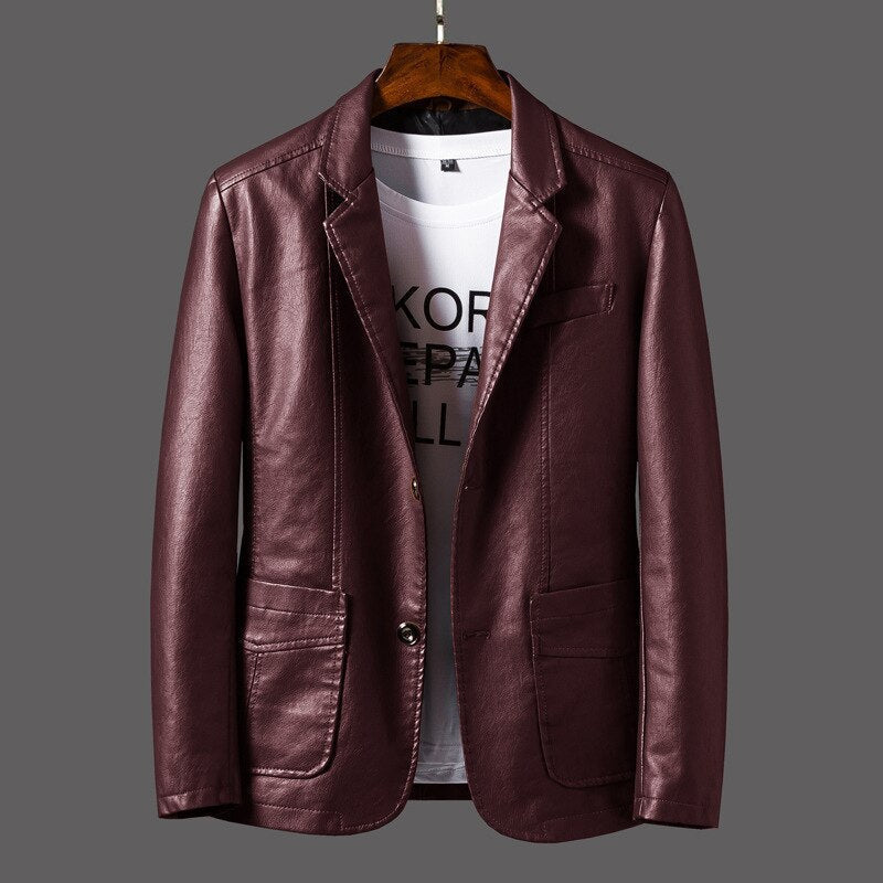 Chavero – Leather Jacket with Zip Closure and Stitched Detailing