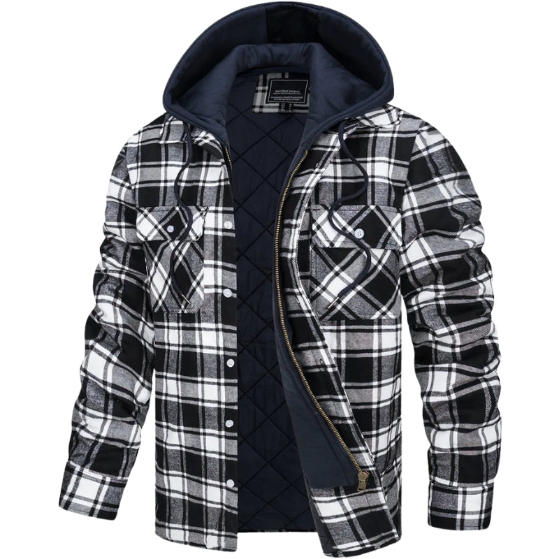Asher – Hooded Jacket with Checked Pattern and Chest Pockets
