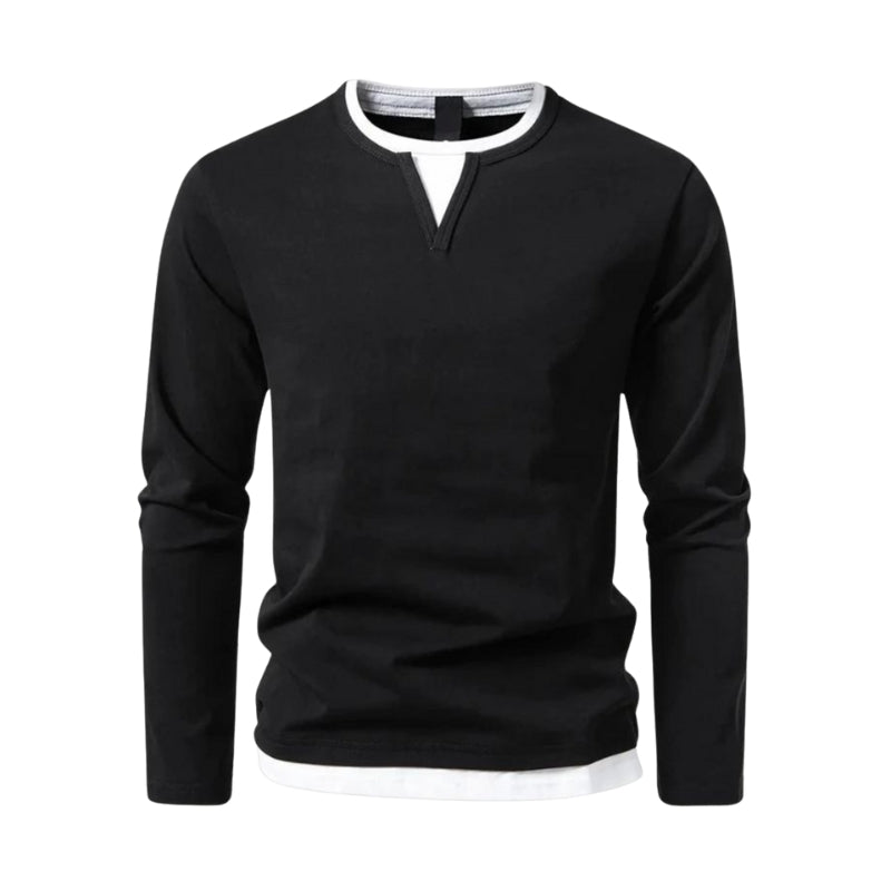 Julian – V-Neck Long Sleeve Shirt with Double Weave Structure