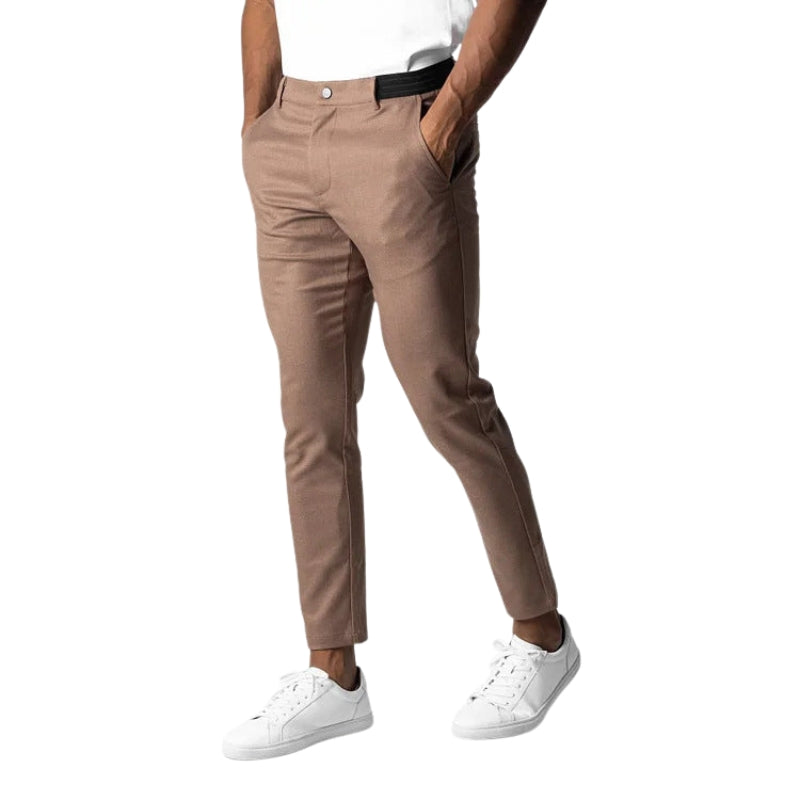 Liam – Slim Fit Trousers with Elastic Waistband and Practical Pockets