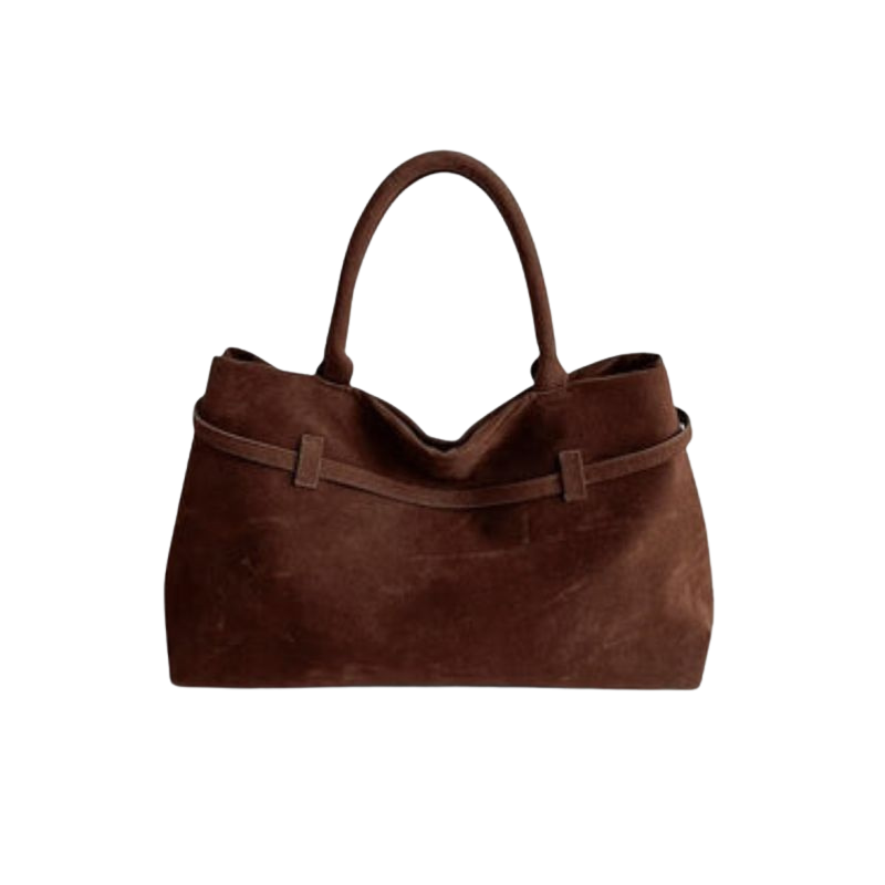 Thalia - Compact Suede Shoulder Bag with Short Strap