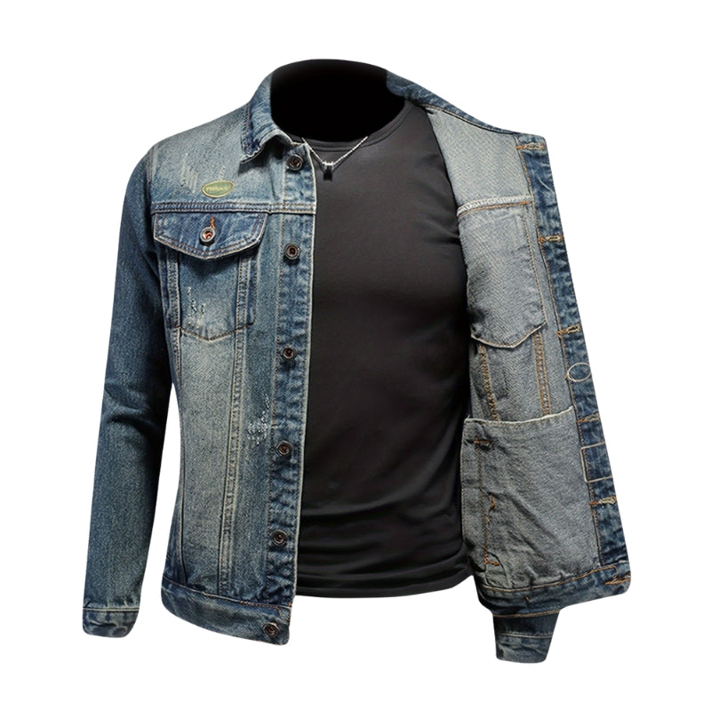 Victor – Long Sleeve Denim Jacket with Classic Collar and Pockets