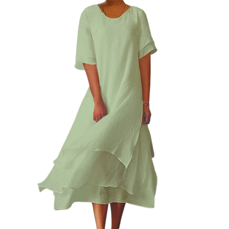 Sophie – Relaxed Fit Short Sleeve Dress with Round Neckline