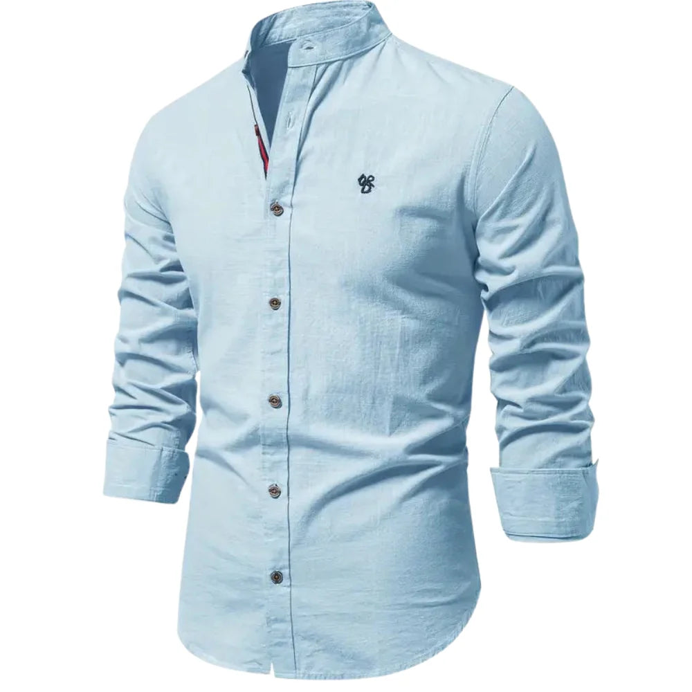 Elias – Casual Long Sleeve Cotton Shirt with Button-Down Front