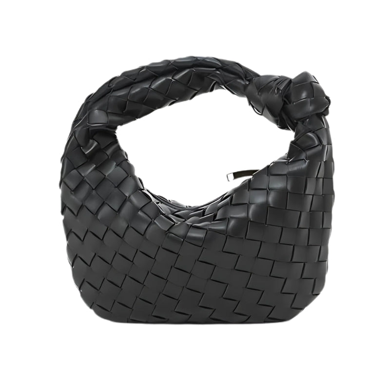 Winona – Woven Handbag with Knot Handle and Zip Closure