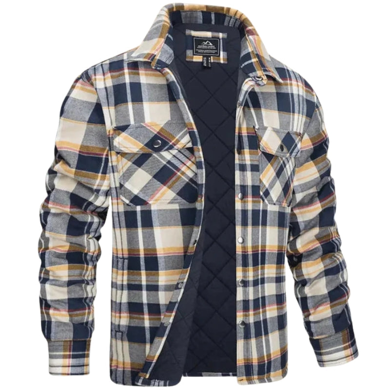 Ethan – Checked Shirt Jacket with Button Closure, Collar and Functional Pockets