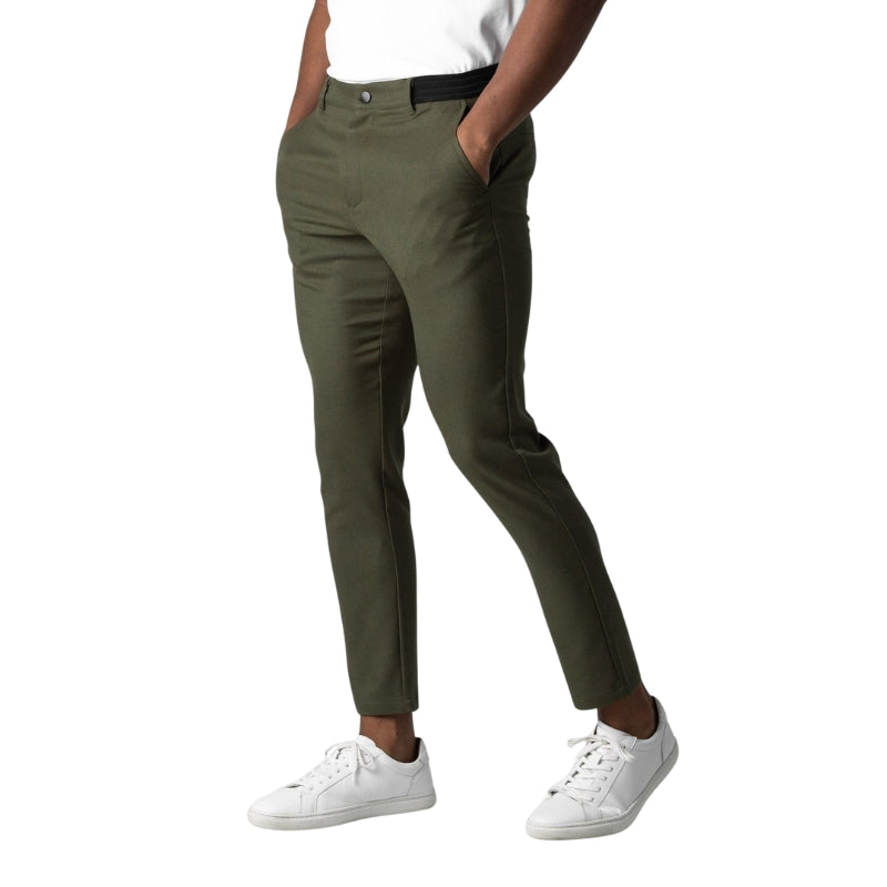 Liam – Slim Fit Trousers with Elastic Waistband and Practical Pockets