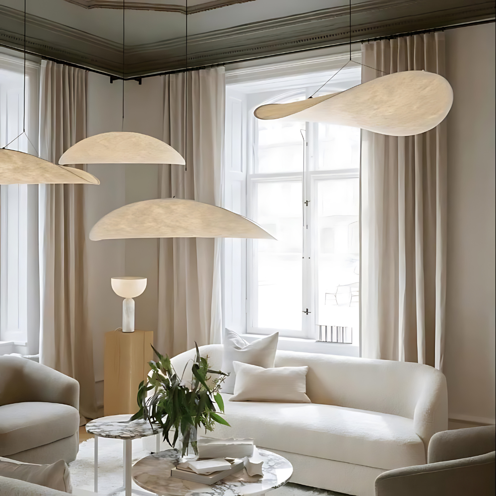 LumiNest – Handmade Japanese Boho Ceiling Lamp in Soft Ivory