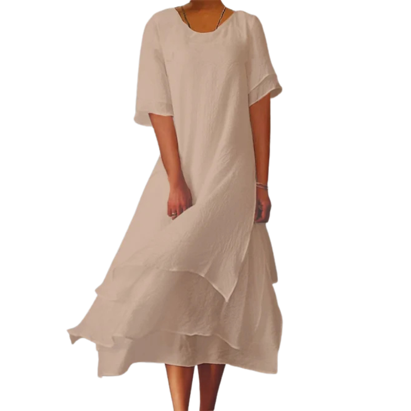 Sophie – Relaxed Fit Short Sleeve Dress with Round Neckline