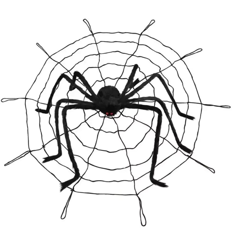 CreepNest – Giant Halloween Spider Set with Webs and Outdoor Accessories