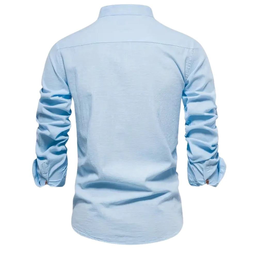 Elias – Casual Long Sleeve Cotton Shirt with Button-Down Front