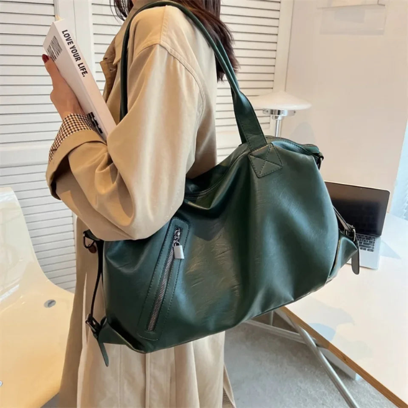 Sabina - Leather Tote Bag with Multiple Pockets and Zipper Closure