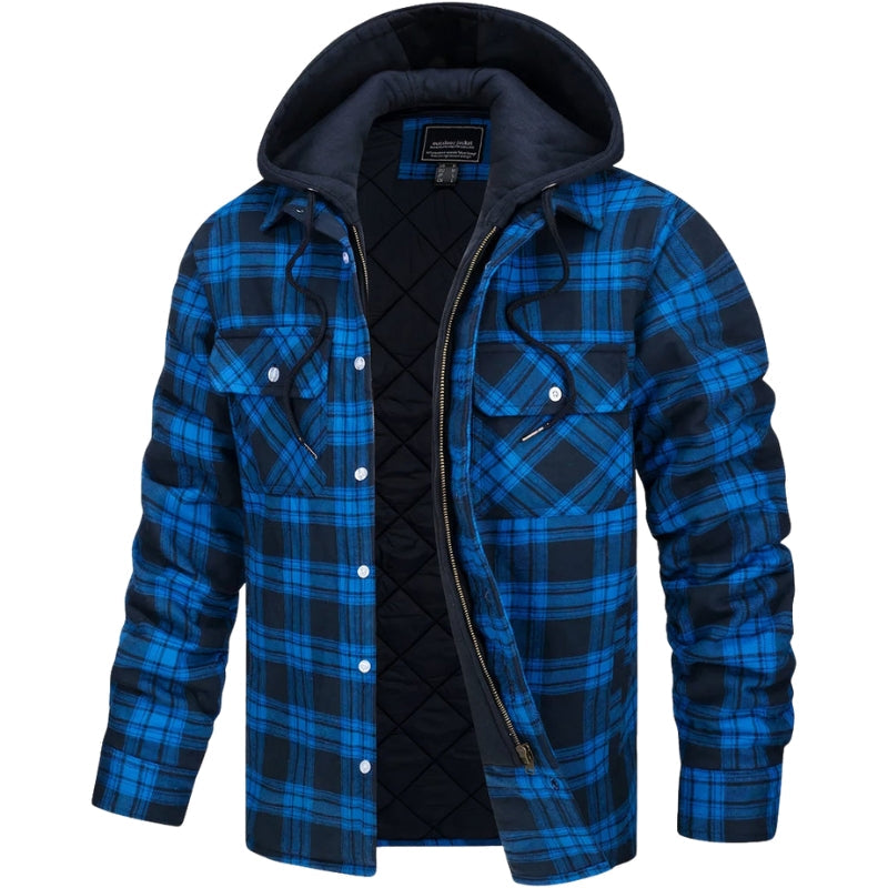 Asher – Hooded Jacket with Checked Pattern and Chest Pockets