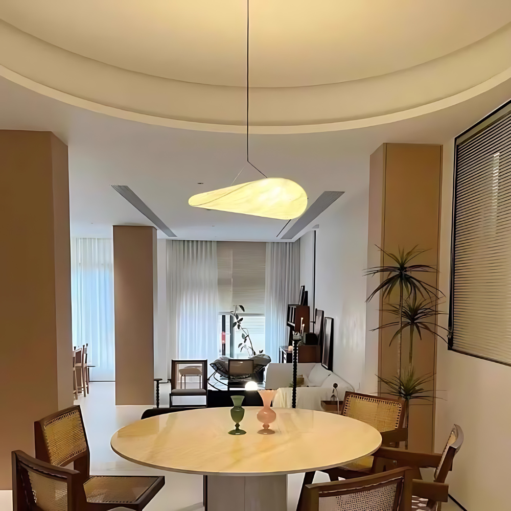 LumiNest – Handmade Japanese Boho Ceiling Lamp in Soft Ivory