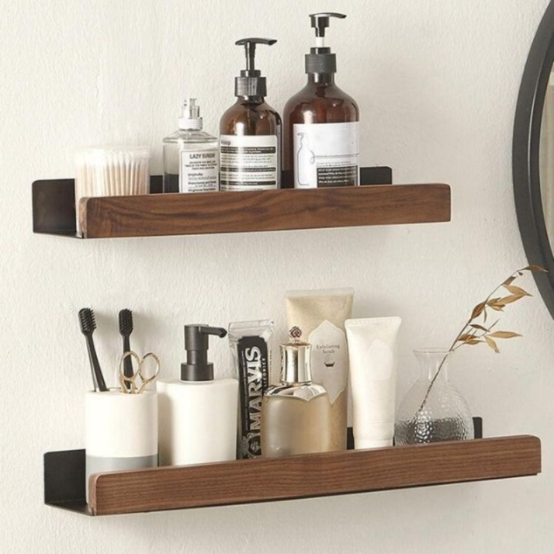 OakNest – Solid Wood Bathroom Organizer Shelves with No-Drill Installation