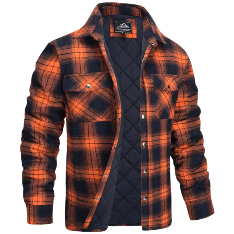 Ethan – Checked Shirt Jacket with Button Closure, Collar and Functional Pockets