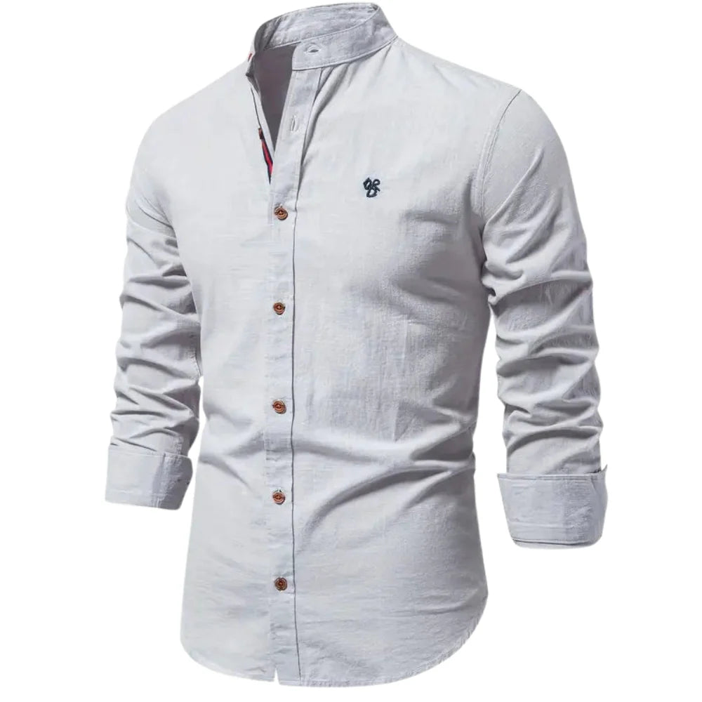 Elias – Casual Long Sleeve Cotton Shirt with Button-Down Front
