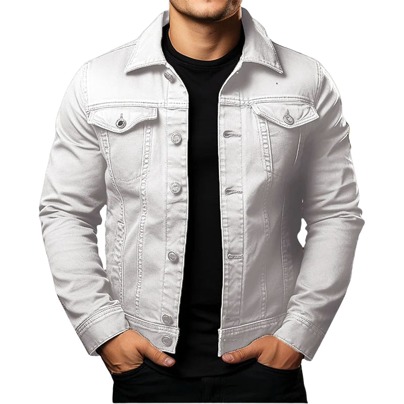Falko – Denim Jacket with Long Sleeves and Classic Collar