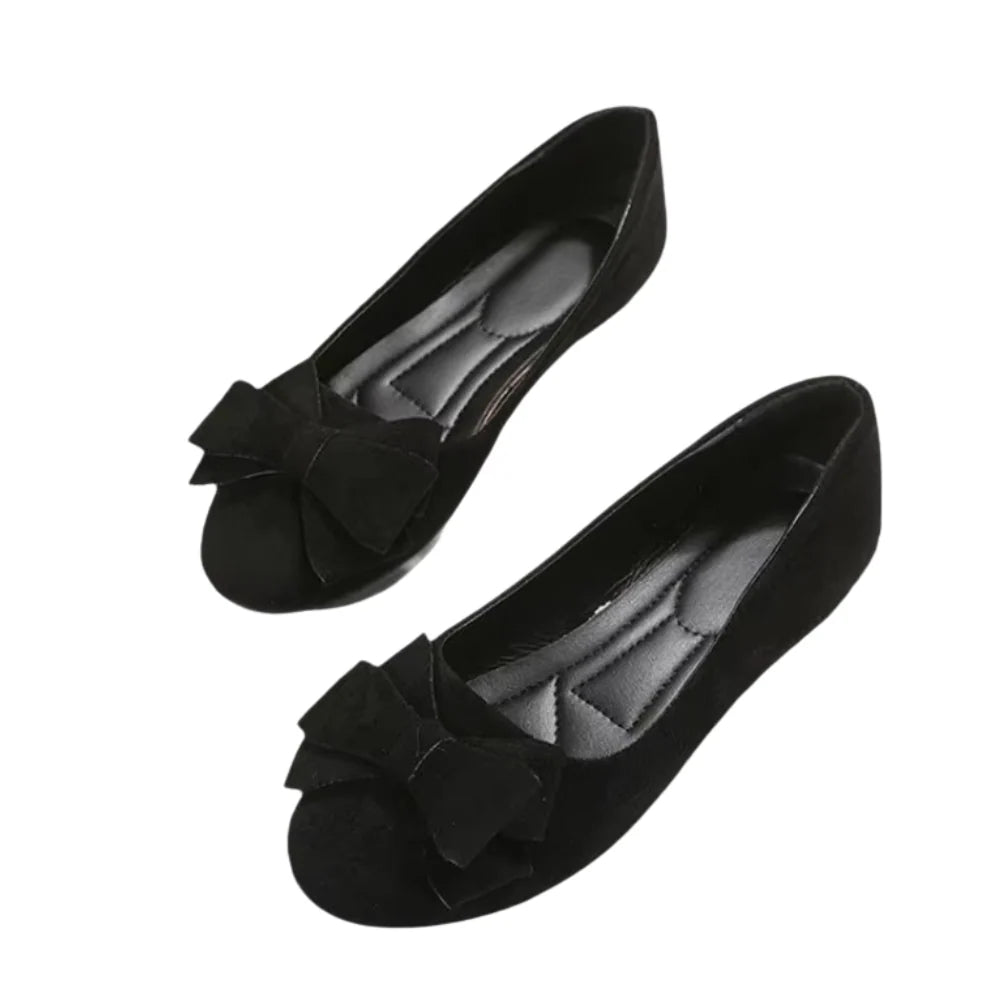 Ayleen – Round Toe Slip-On Flats with Bow Detail