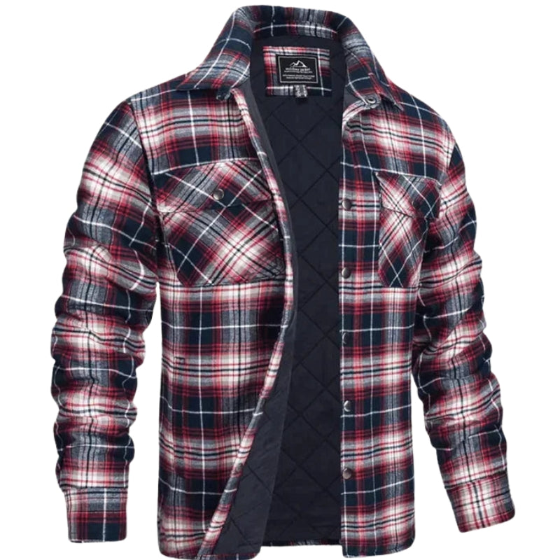 Ethan – Checked Shirt Jacket with Button Closure, Collar and Functional Pockets