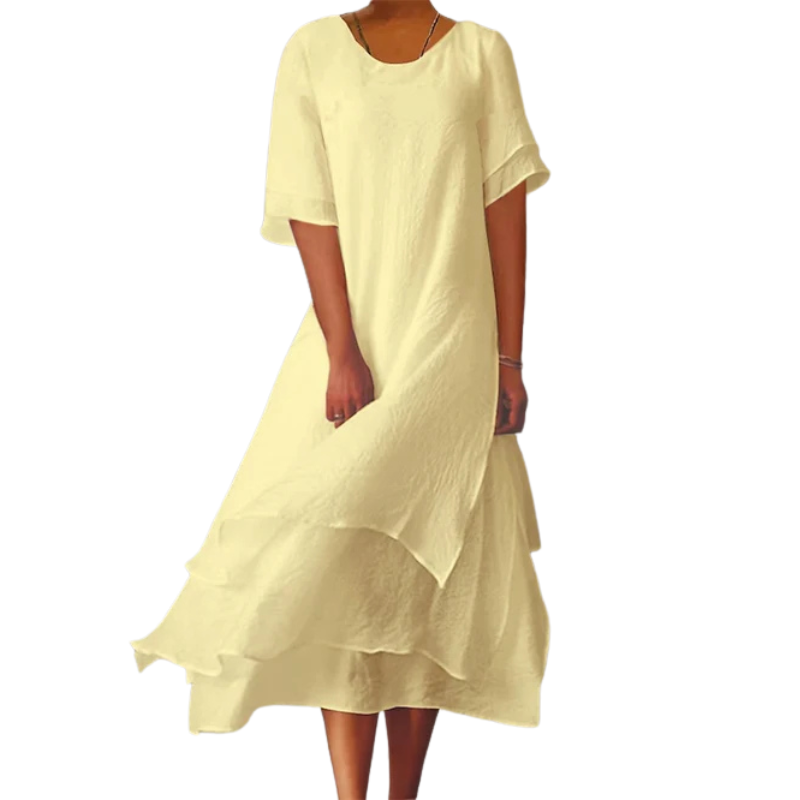 Sophie – Relaxed Fit Short Sleeve Dress with Round Neckline