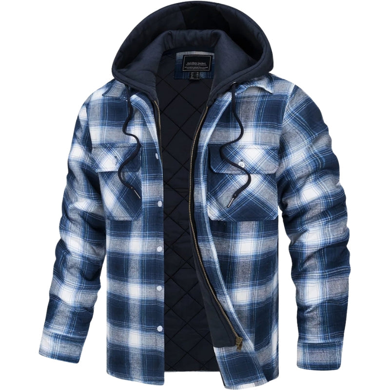 Asher – Hooded Jacket with Checked Pattern and Chest Pockets