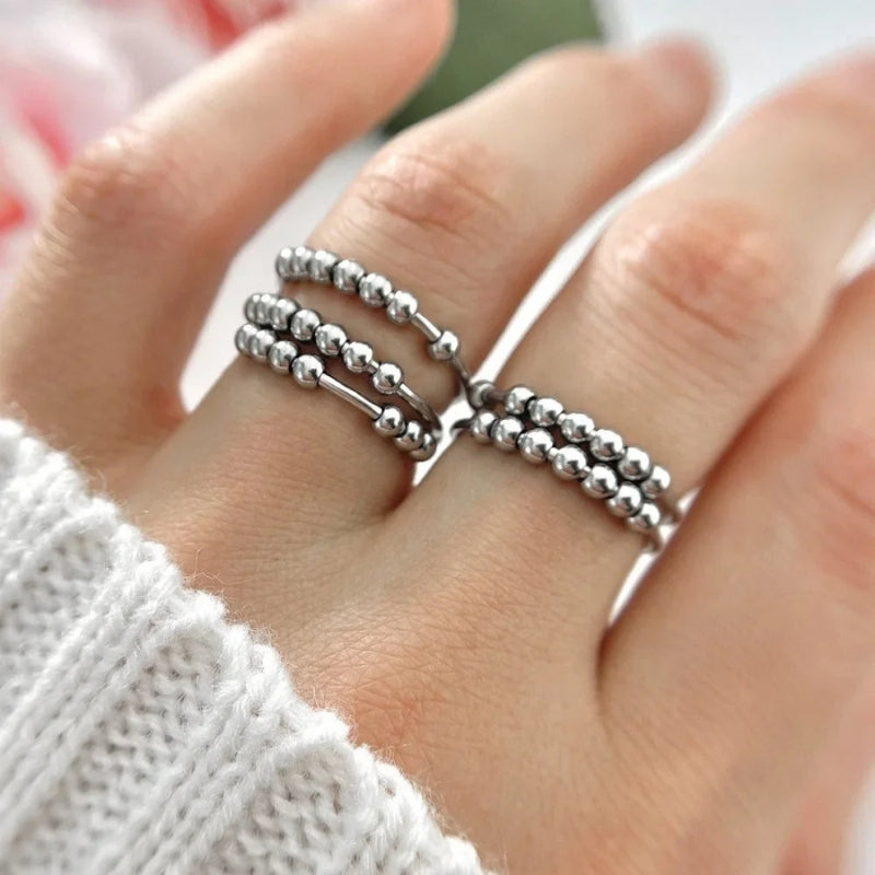 Victoria – Stackable Adjustable Ring with Rotating Bead