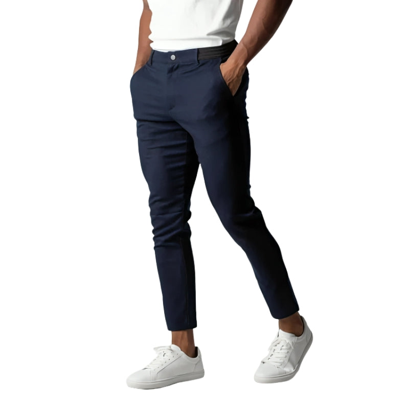 Liam – Slim Fit Trousers with Elastic Waistband and Practical Pockets