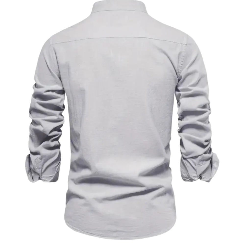 Elias – Casual Long Sleeve Cotton Shirt with Button-Down Front