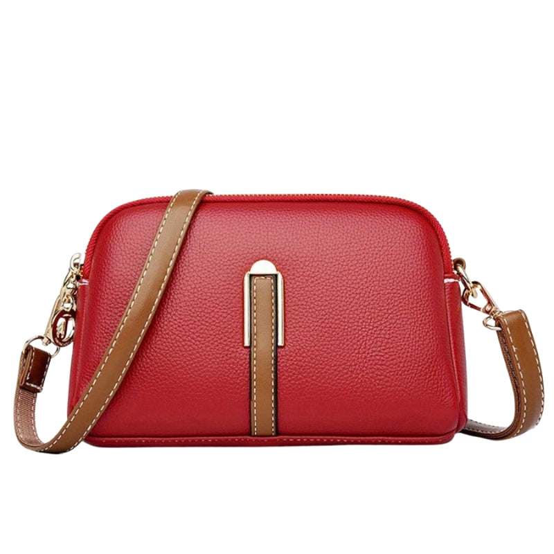Evelisse – Leather Shoulder Bag with Adjustable Strap and Zipper Closure