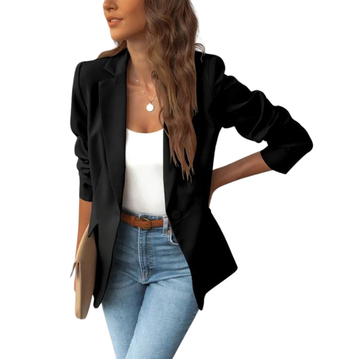 Stephanie – Tailored Fit One Button Blazer with Long Sleeves