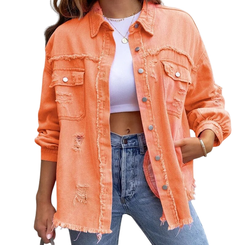 Olivia – Button-Up Coat with Long Sleeves and Pockets