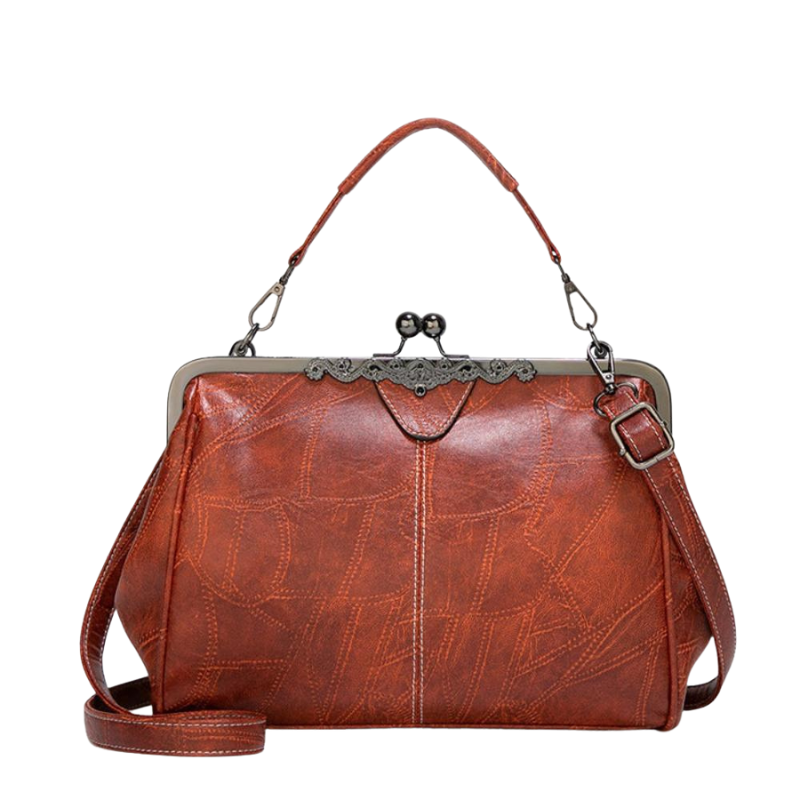 Yvaine – Handbag with Clip Handle, Kiss Lock Closure, and Adjustable Strap
