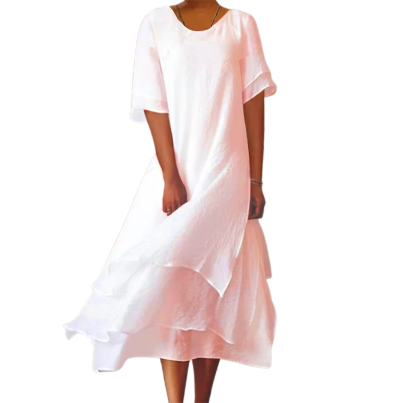 Sophie – Relaxed Fit Short Sleeve Dress with Round Neckline