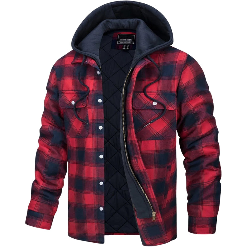 Asher – Hooded Jacket with Checked Pattern and Chest Pockets