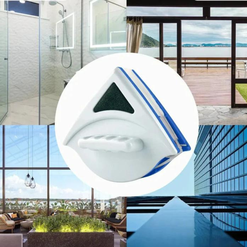 ClearGlide – Dual-Sided Magnetic Window Cleaner with Triangular Design and Safety Rope