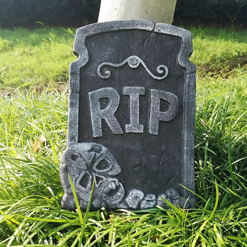 GraveGlow – Foam Gravestone Decoration with a Weathered Stone Look for Halloween