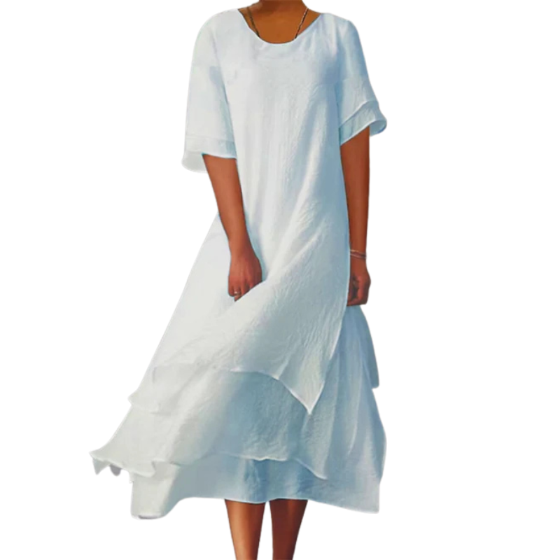 Sophie – Relaxed Fit Short Sleeve Dress with Round Neckline