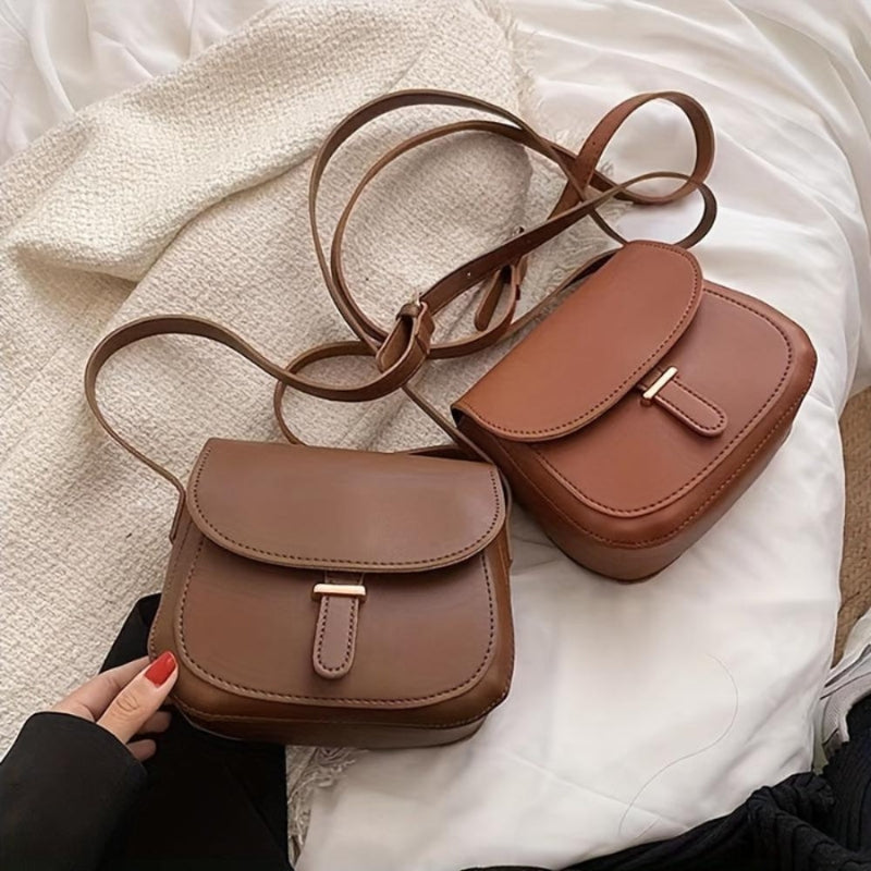 Amariel – Synthetic Leather Shoulder Bag with Flap Closure and Adjustable Strap