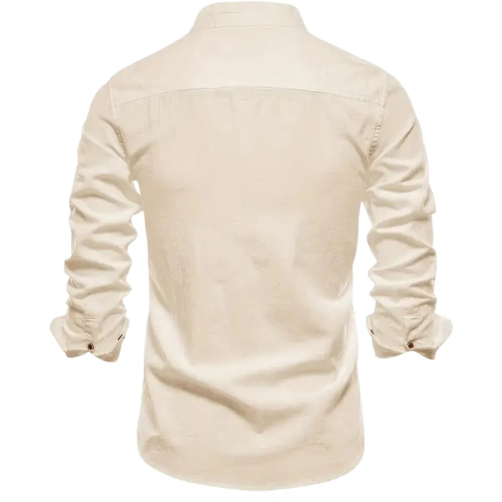 Elias – Casual Long Sleeve Cotton Shirt with Button-Down Front