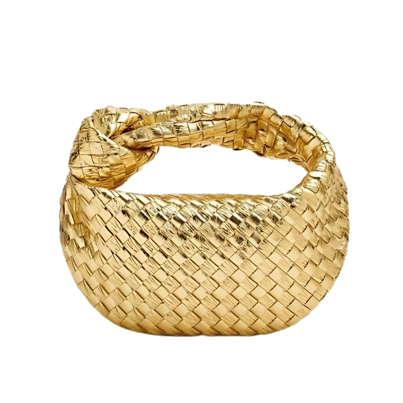 Winona – Woven Handbag with Knot Handle and Zip Closure