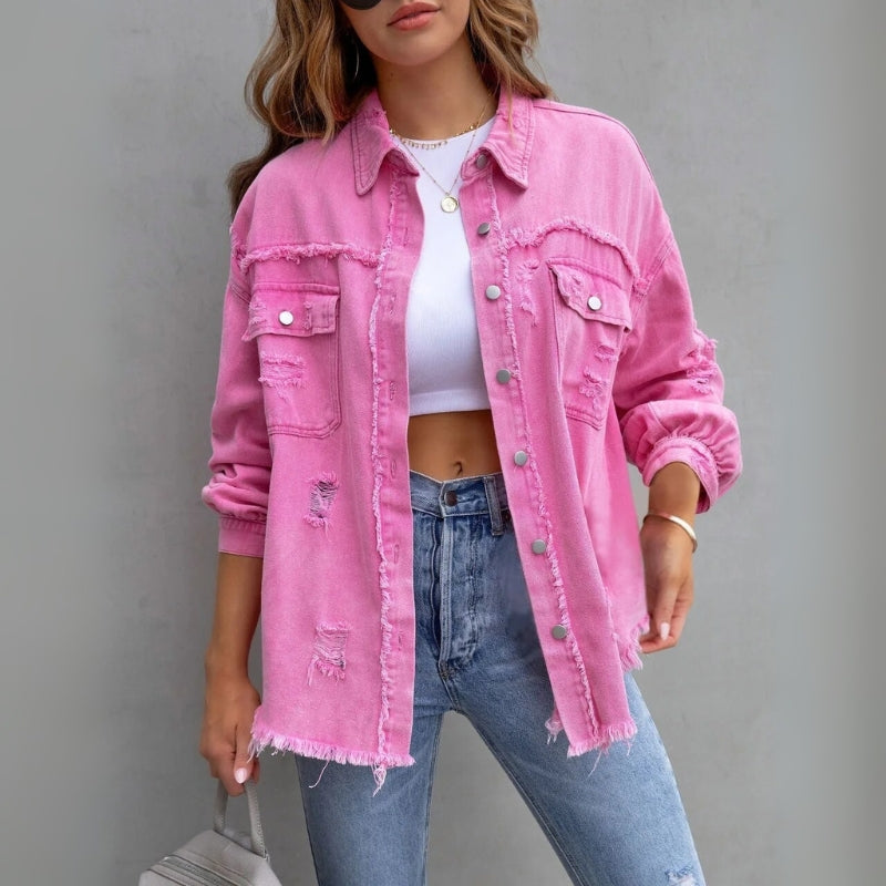 Olivia – Button-Up Coat with Long Sleeves and Pockets