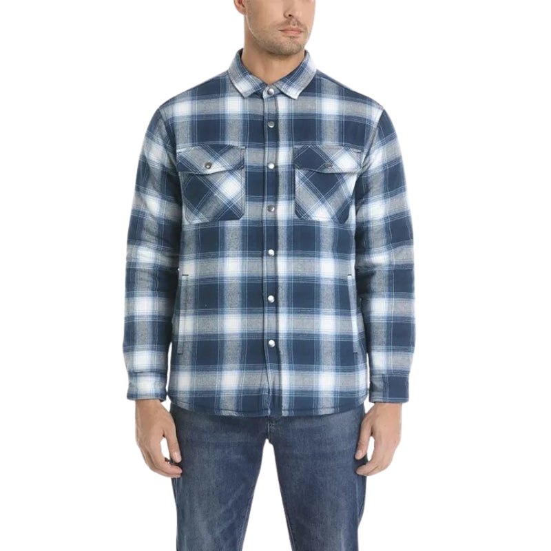 Ethan – Checked Shirt Jacket with Button Closure, Collar and Functional Pockets