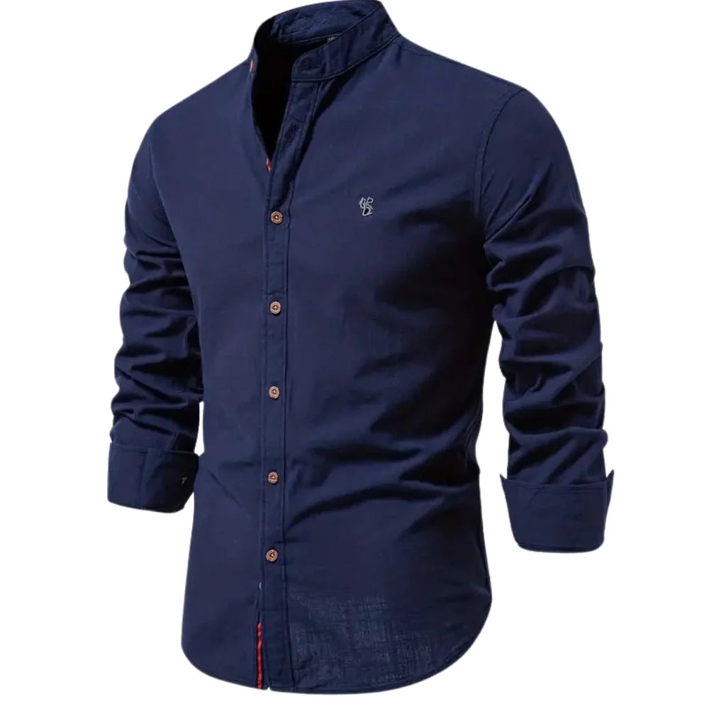 Elias – Casual Long Sleeve Cotton Shirt with Button-Down Front